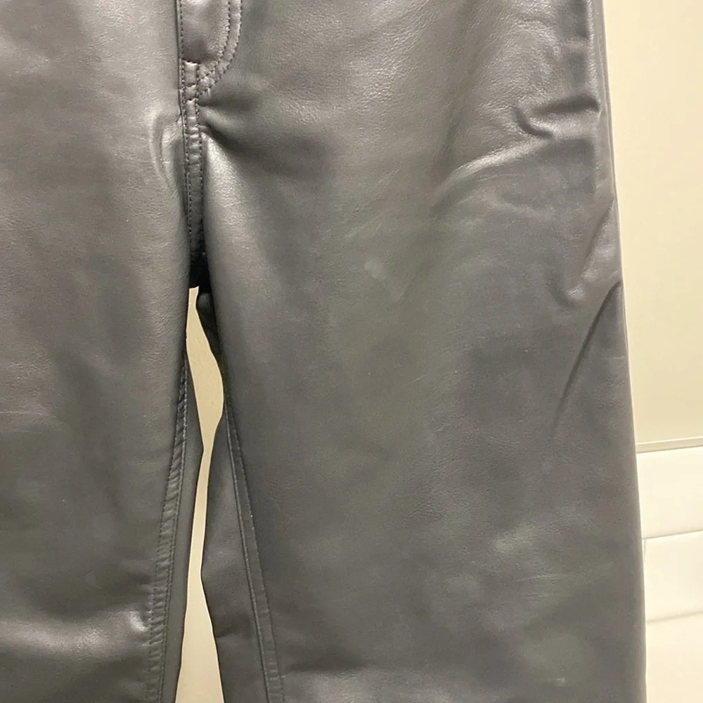 H&M - Black Vegan Leather Wide Leg Belted Pant